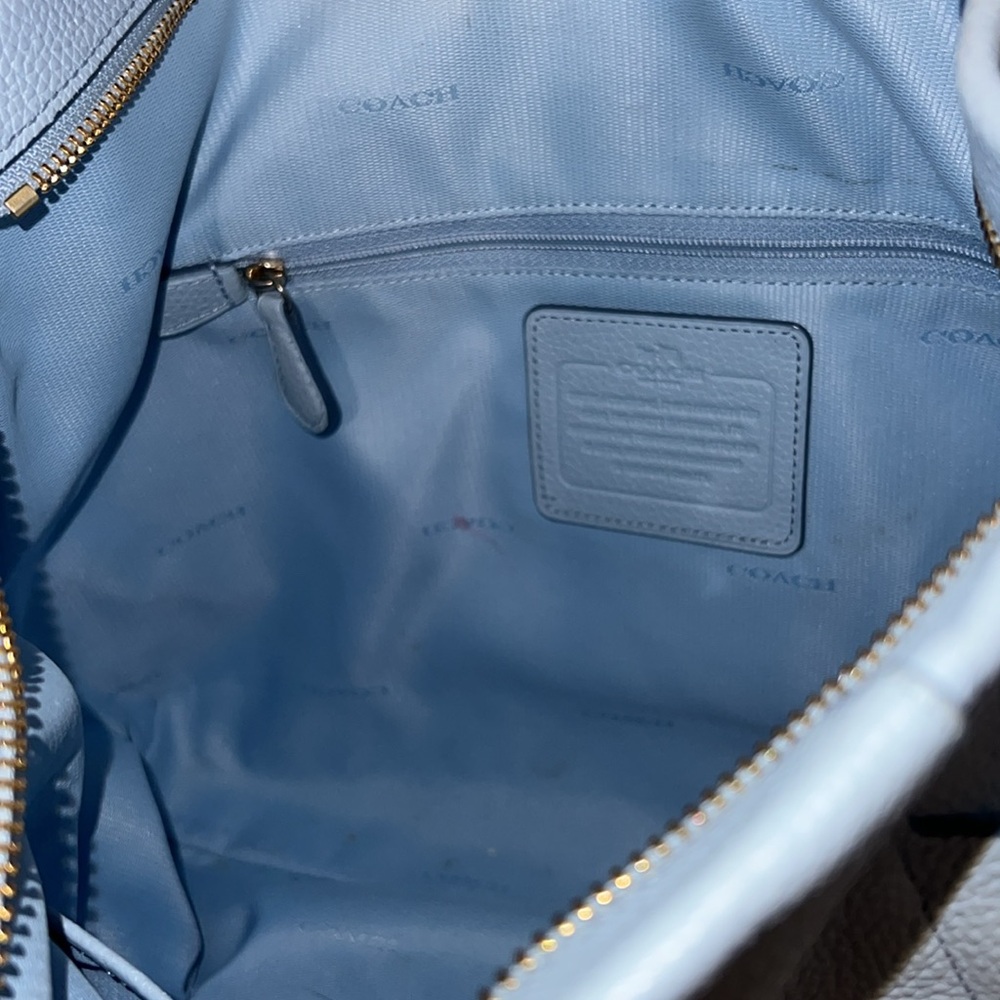 COACH Light Blue Leather 2 Way Shoulder Bag with Crossbody Strap EUC - Picture 15 of 16